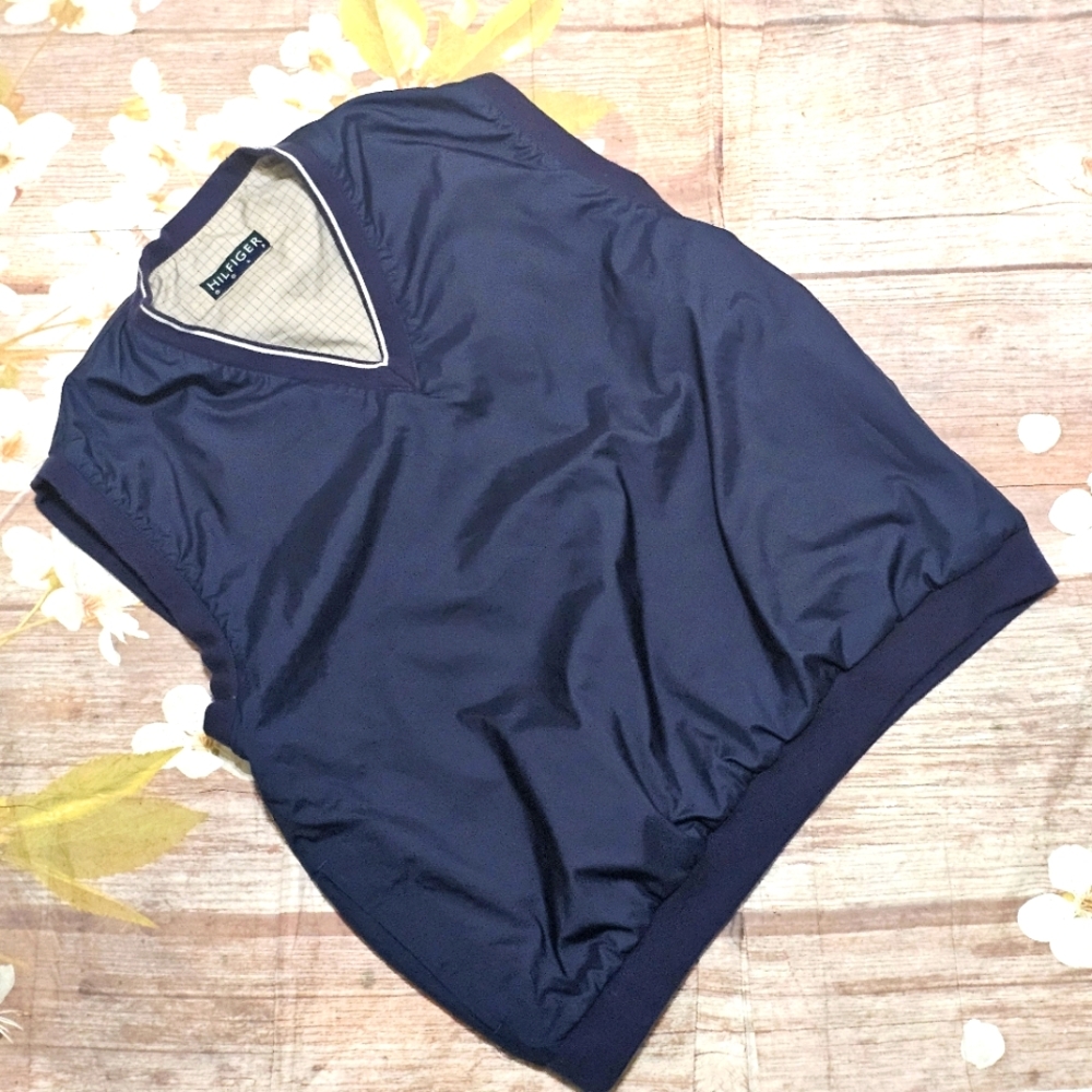 VTG Tommy Hilfiger Deep Blue Reversible Golf Windbreaker Vest Top